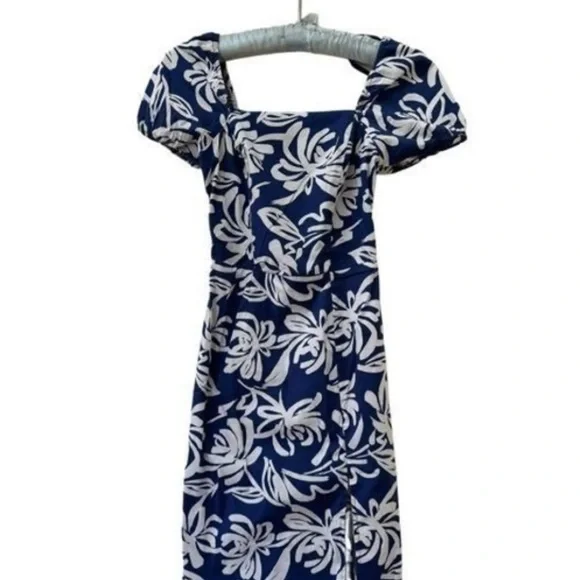 Monteau Cotton Navy and Cream Floral Midi Dress NWT - Picture 6 of 6